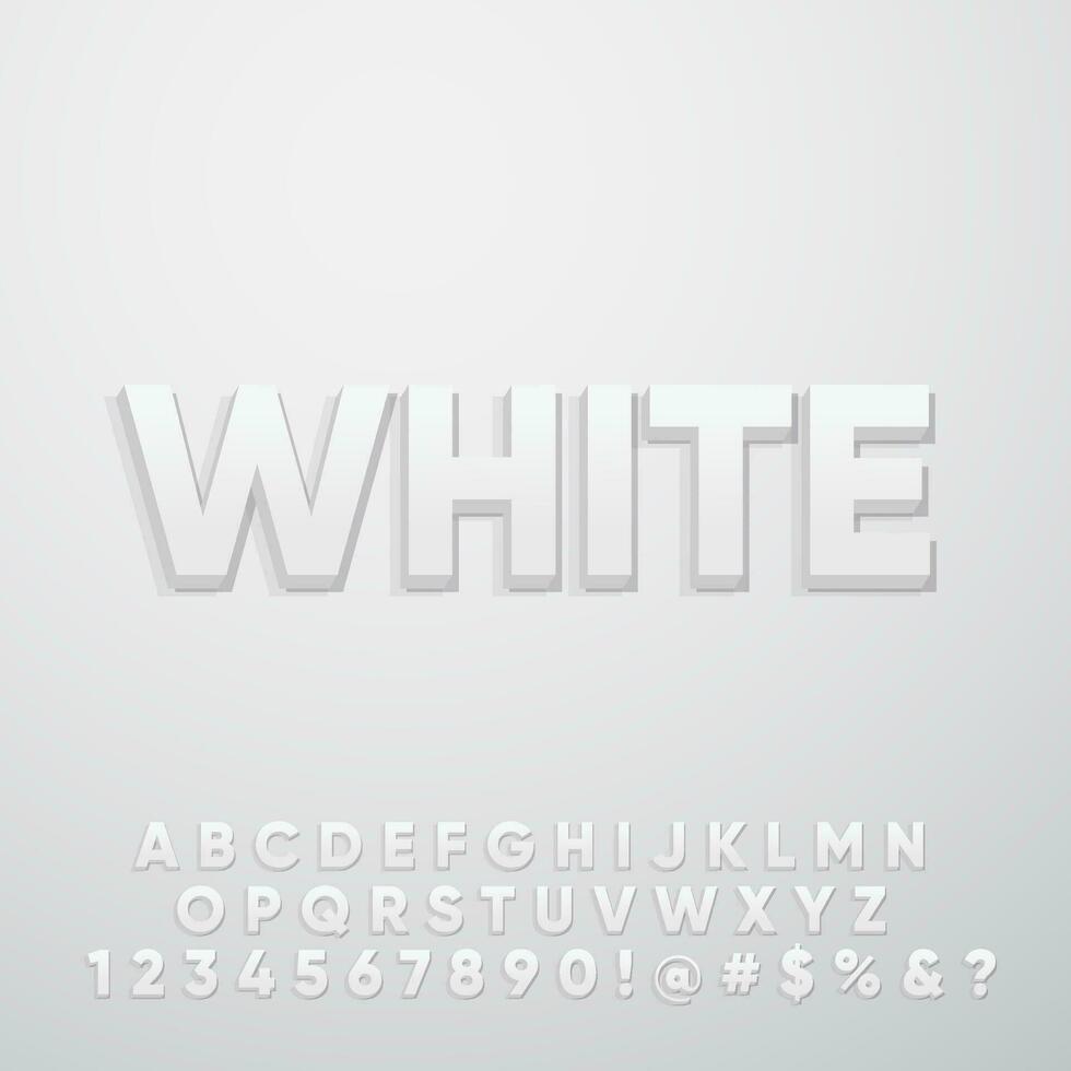 White minimalist simple realistic 3D shadow text effect alphabet letter collection set vector