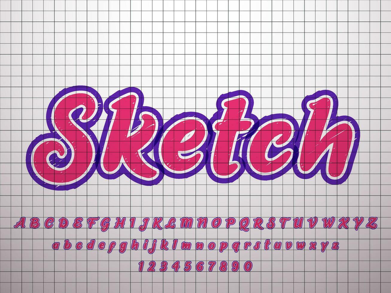 Trendy Doodle Sketch on Paper Text Effect vector
