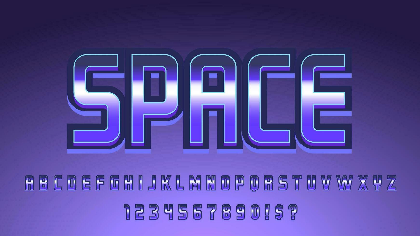 metálico vacío espacio juego y película título texto efecto alfabeto conjunto colección vector