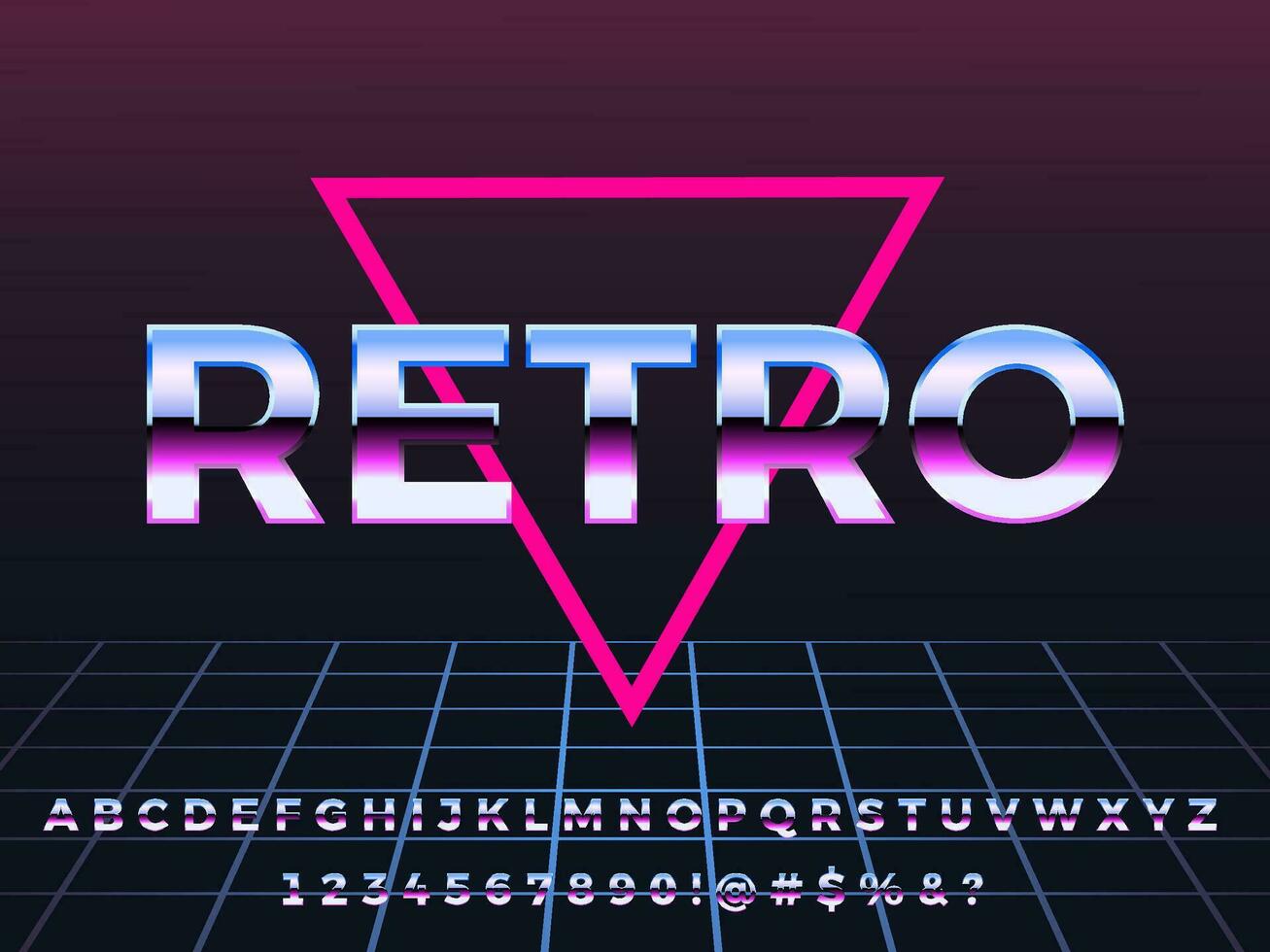 3d retro Clásico digital metálico neón texto efecto vector