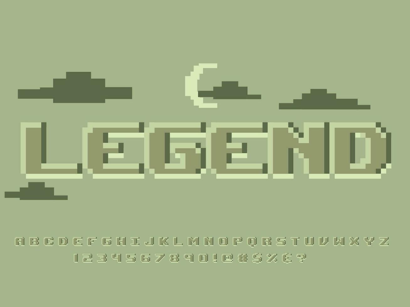 One bit pixel art game monochrome text effect vector