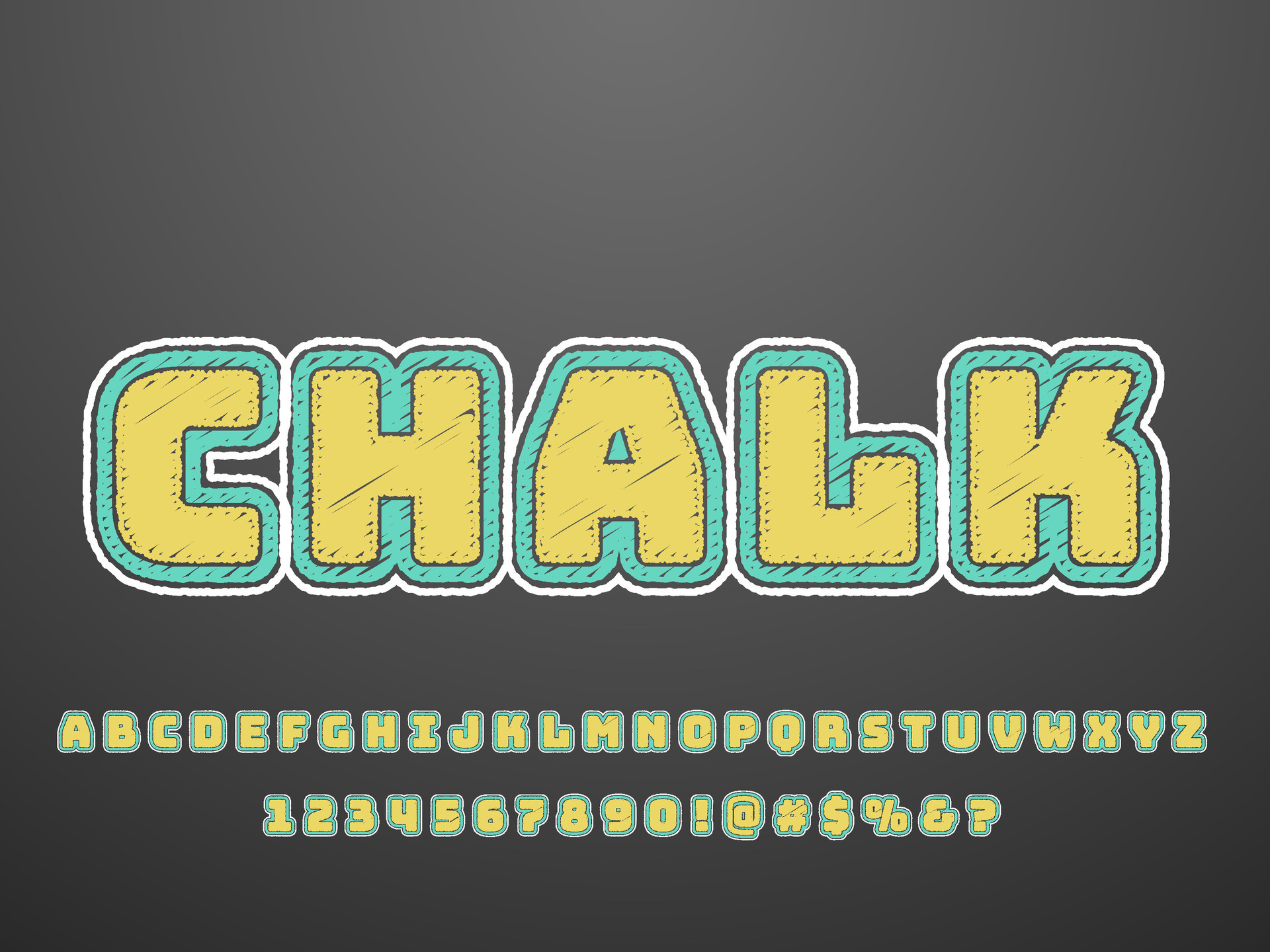 Colored chalk text font alphabet scribble rough on board text effect
