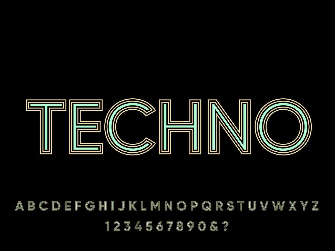 Techno line minimalist color text effect vector