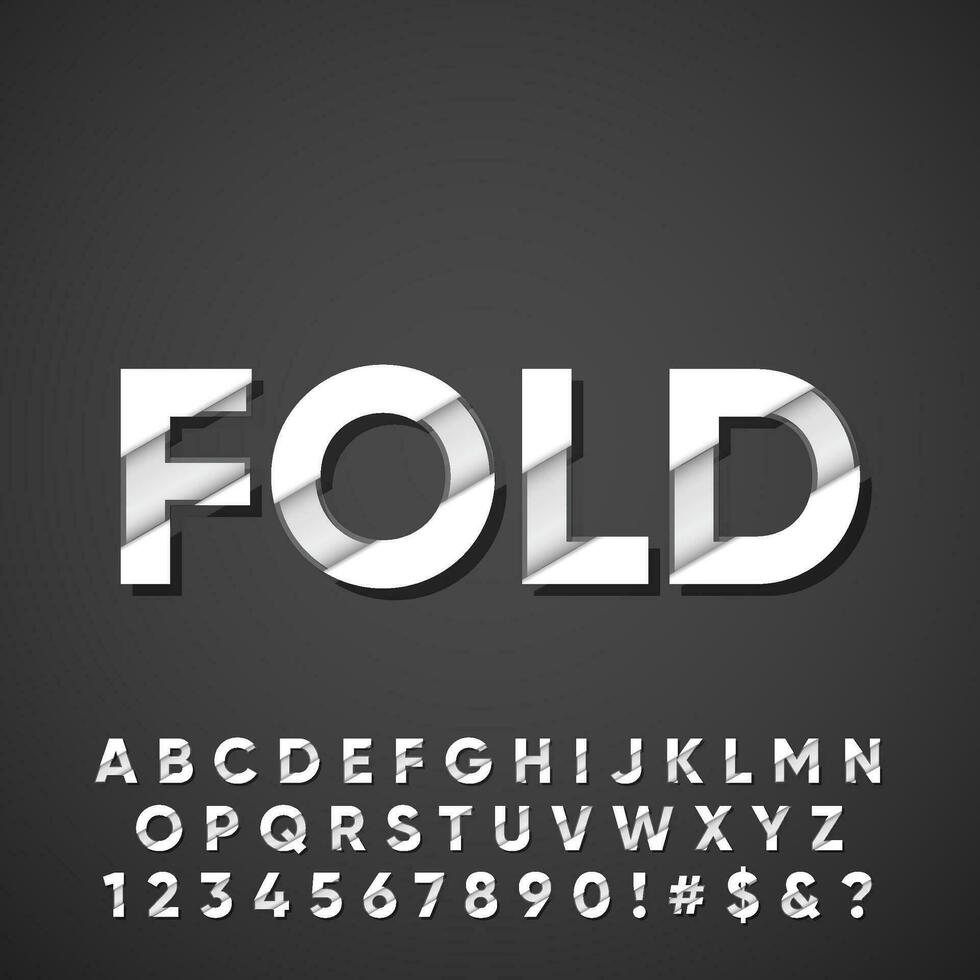 Folded paper origami font effect collection set vector