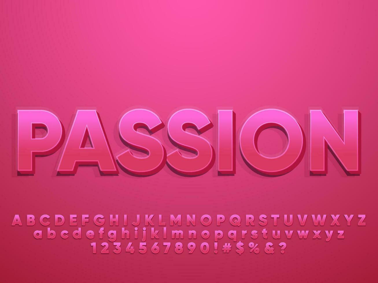 3D Red Passion Realistic Text Effect vector