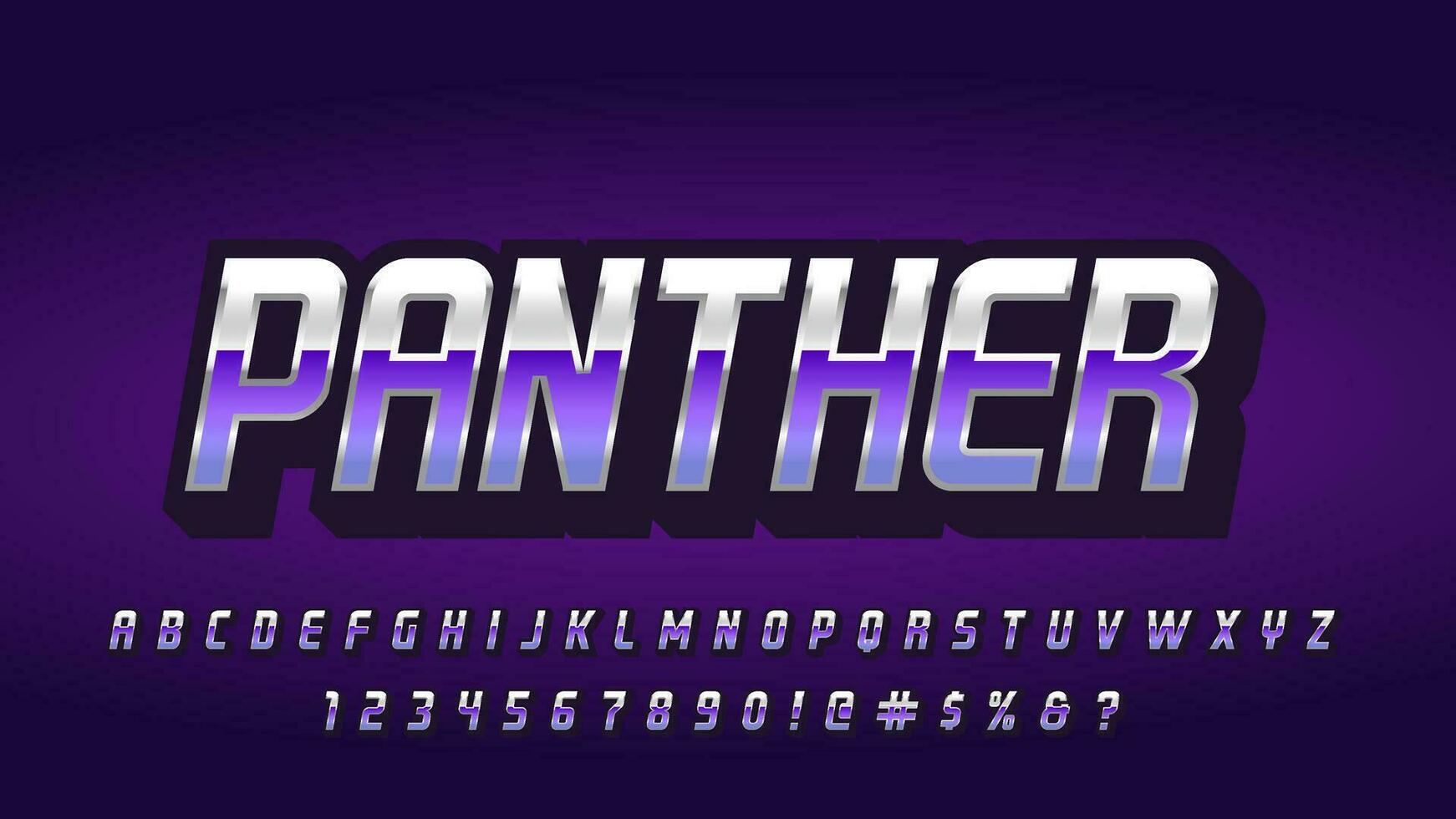 Purple Panther E-sport Gaming Alphabet Character Collection Set vector