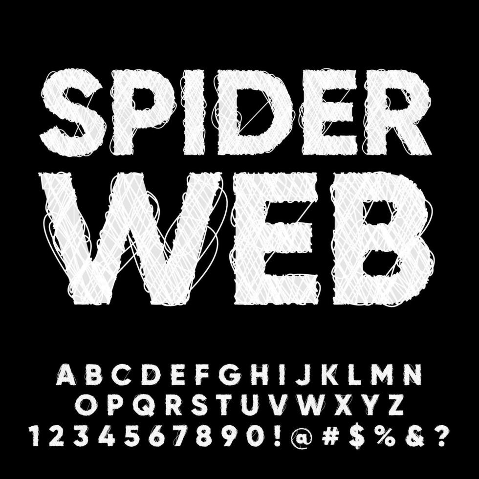 Spider web font effect collection set vector