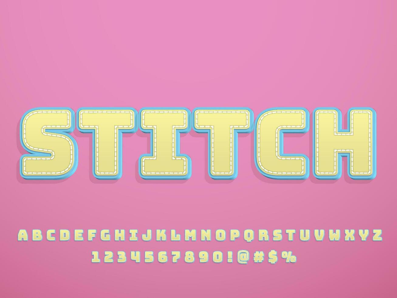 Rubber patch embroidery patch text effect vector