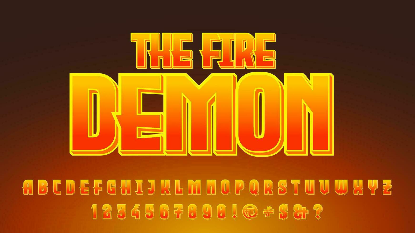 3D Flame Glow  Game and Movie Title Text Effect Alphabet Collection Set vector