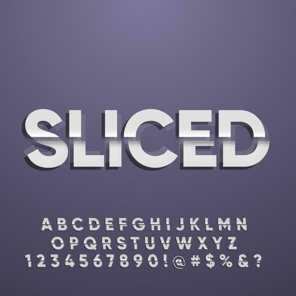 Modern sliced paper with shadow text effect alphabet and number font collection set vector