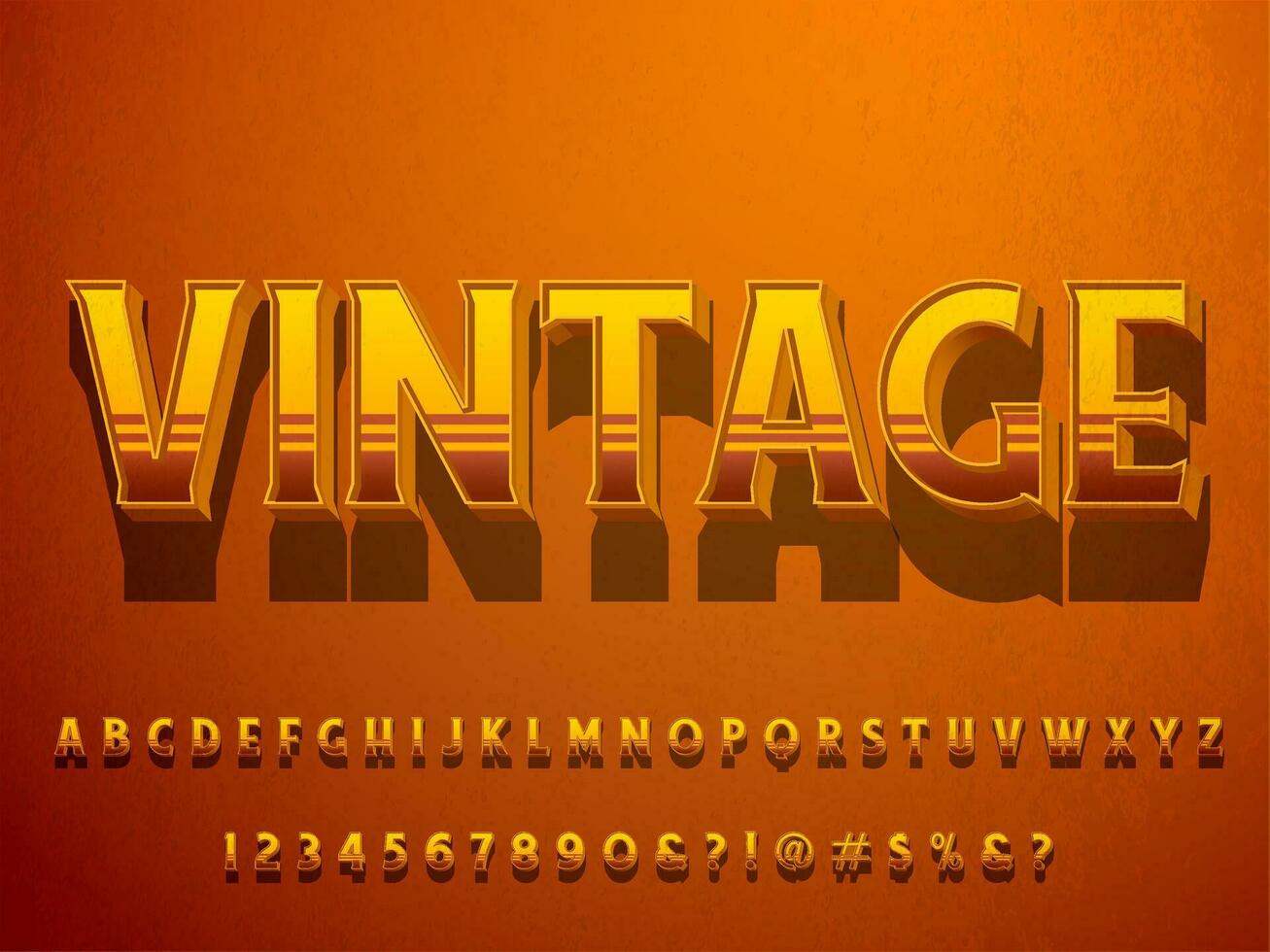 3D vintage old school text effect vector