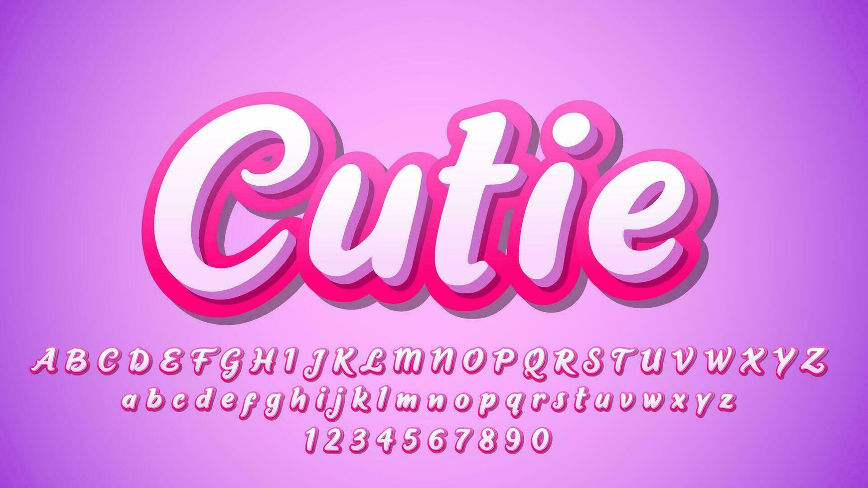 3D Cute Modern Text Effect Alphabet Collection Set vector