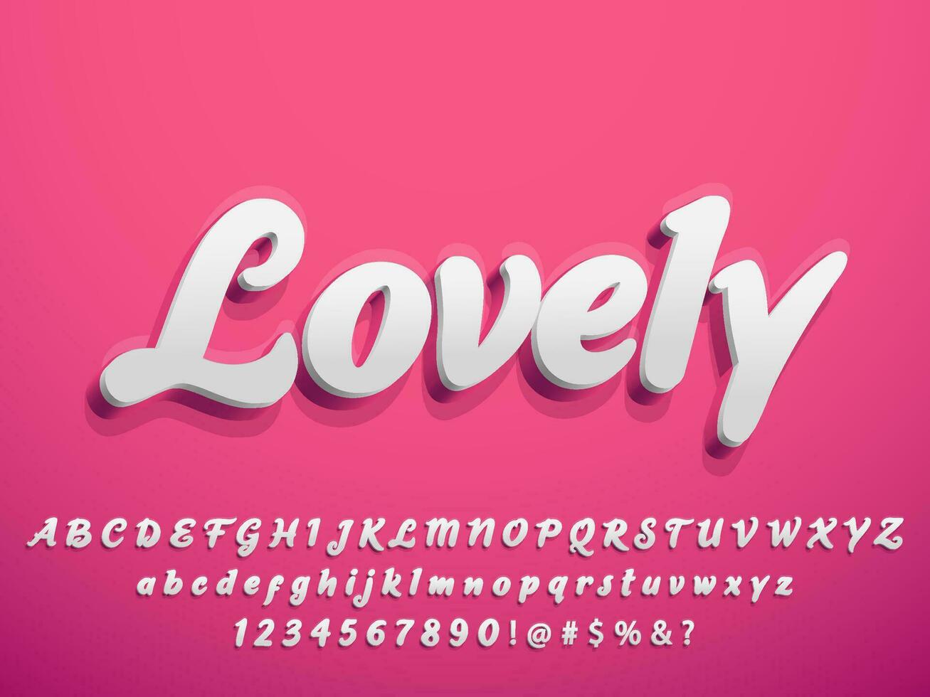 Cute 3D lovely pink with shadow text effect vector