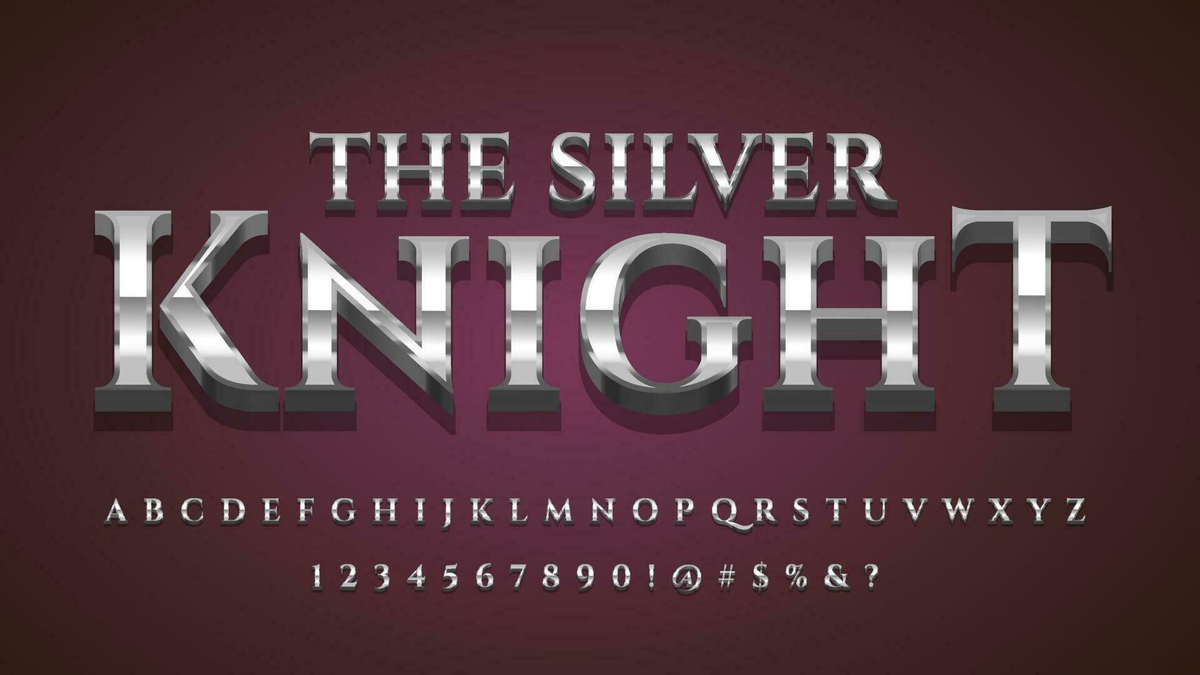 Shiny Silver Metallic Alphabet Character Collection Set vector