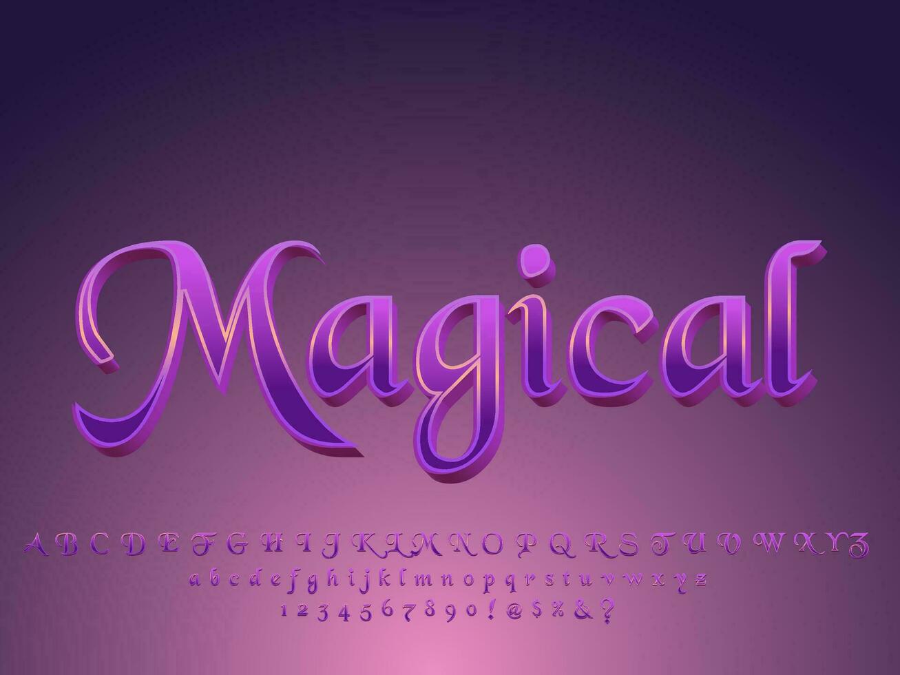 3D magical glowing text effect vector