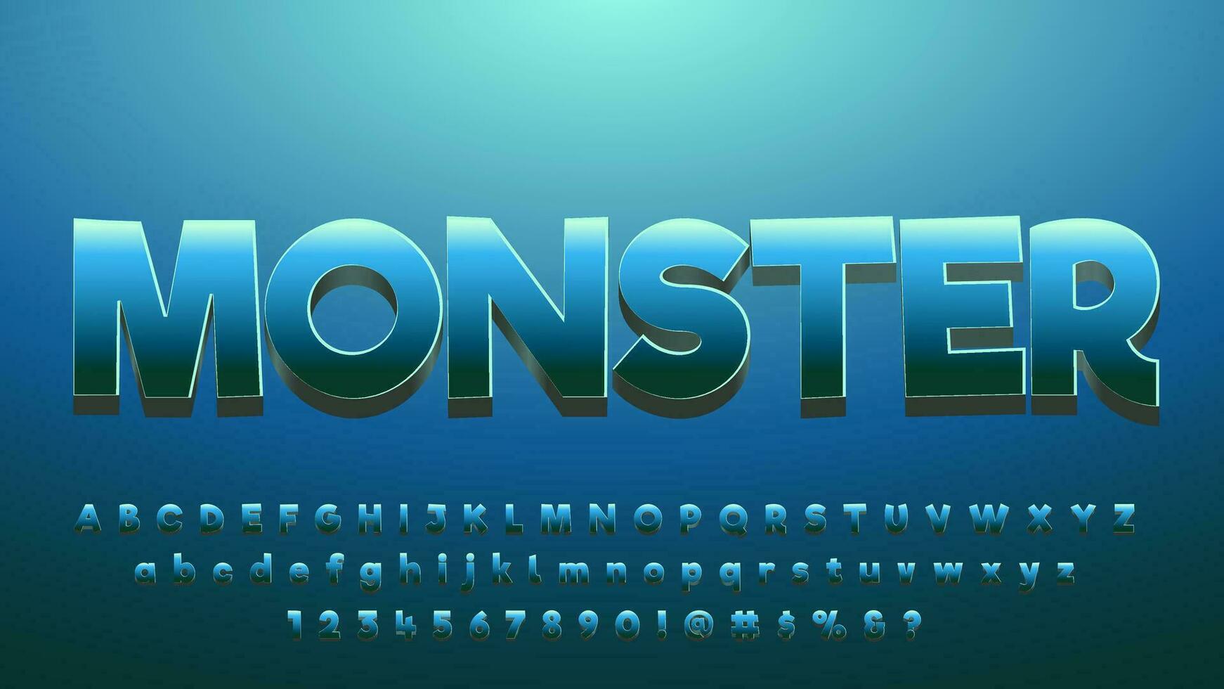 Underwater Sea Monster Alphabet Character Collection Set vector