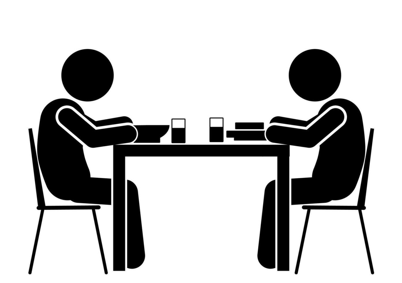 silhouette illustration of people at the dining table vector