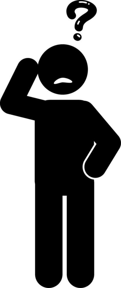 illustration and icon stick figure is confused vector