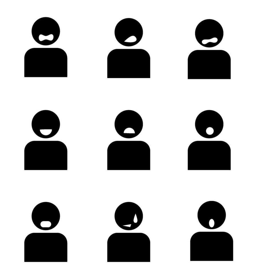 ILLUSTRATIONS AND ICONS WITH VARIOUS EXPRESSIONS vector
