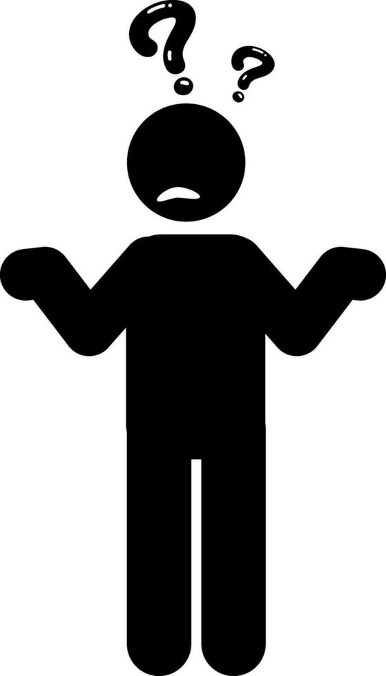 illustration and icon stick figure is confused vector