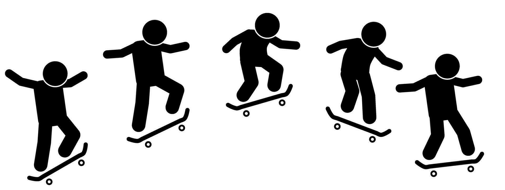 silueta de un hombre jugando un patineta. aprender patineta vector ilustración icono.