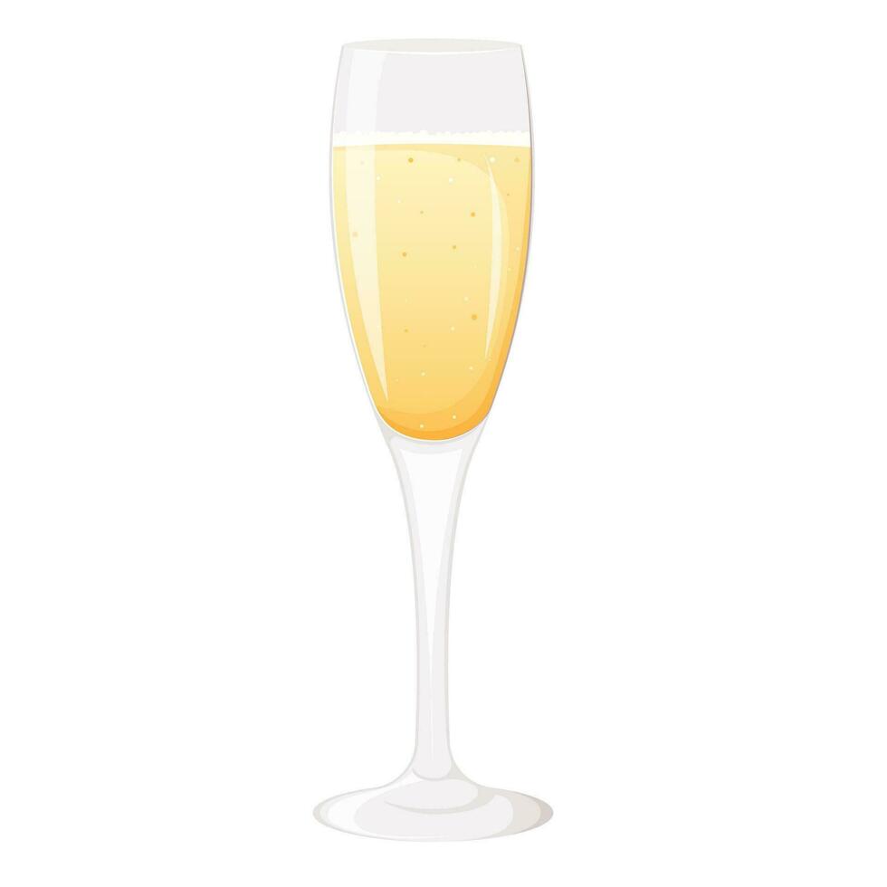 a glass of champagne isolated on white background. vector