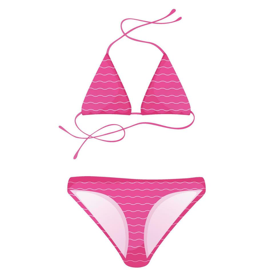 rosado bikini, traje de baño, ropa de playa aislado en blanco. verano tiempo. vector