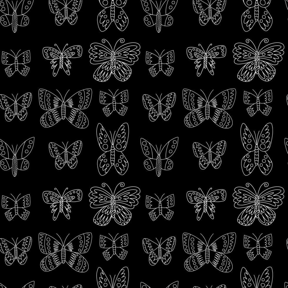 diferente mariposas sin costura modelo en negro antecedentes vector
