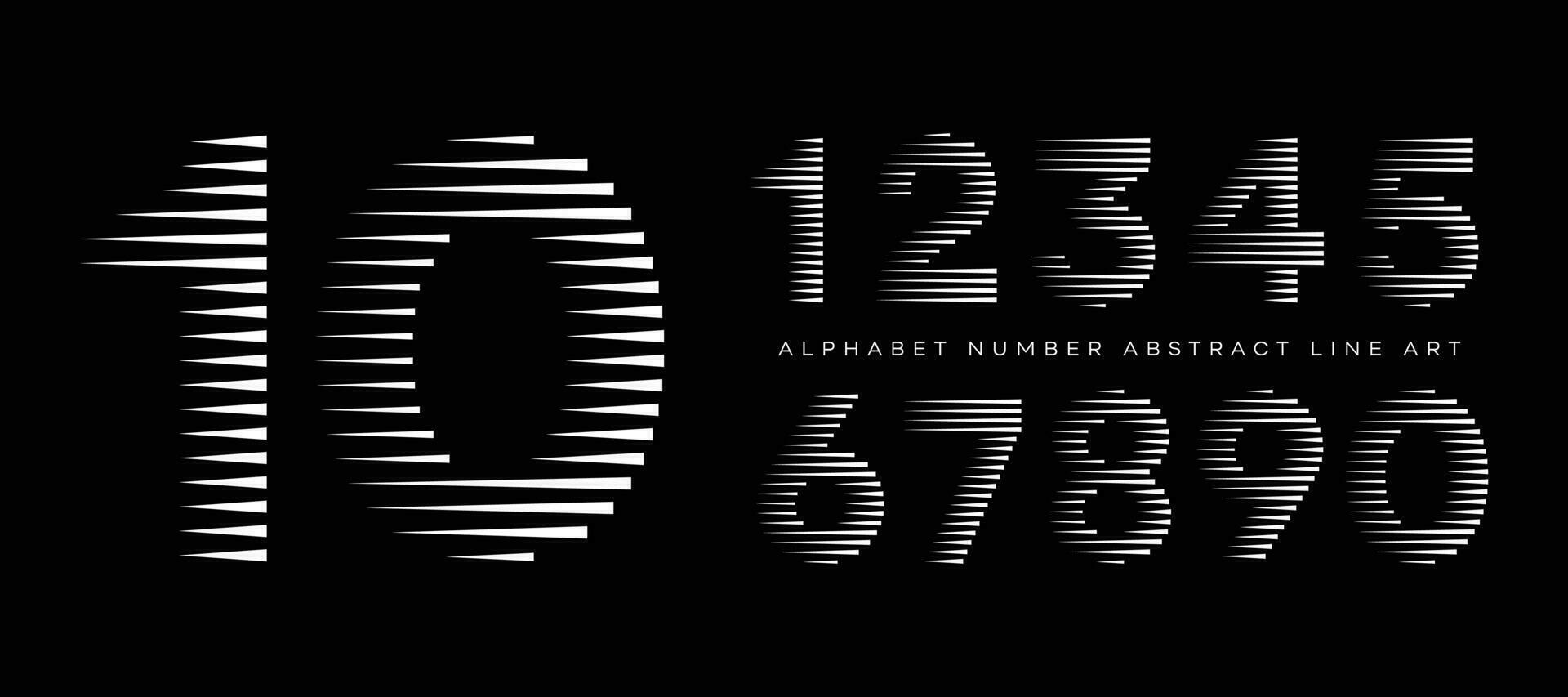 Alphabet Number Abstract Line Art Modern Typography Typeface Vector Illustration