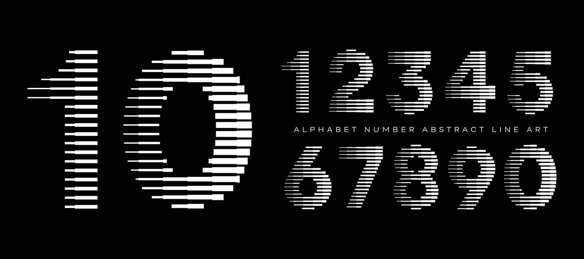 Alphabet Number Abstract Line Art Modern Typography Typeface Vector Illustration