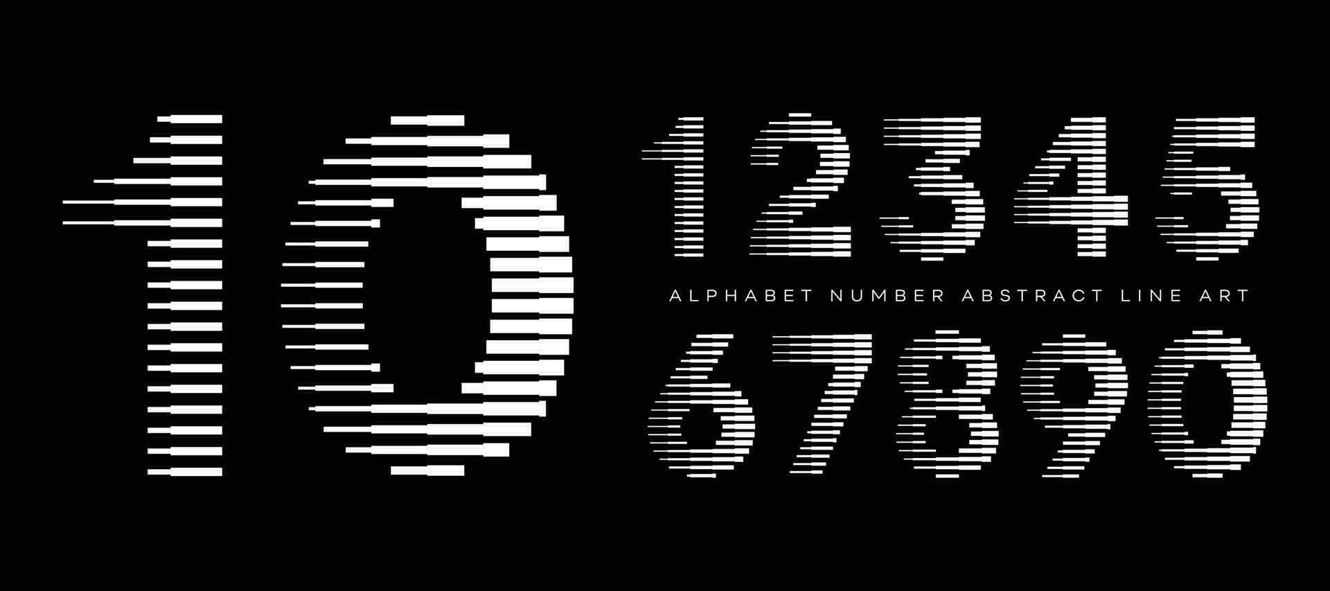 Alphabet Number Abstract Line Art Modern Typography Typeface Vector Illustration