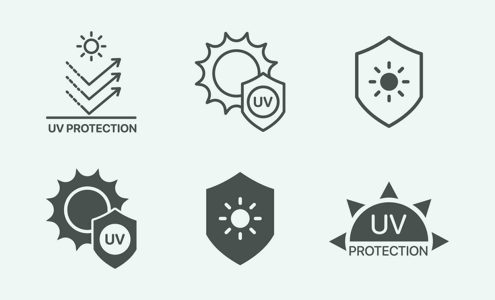 conjunto de uv proteccion relacionado vector línea iconos