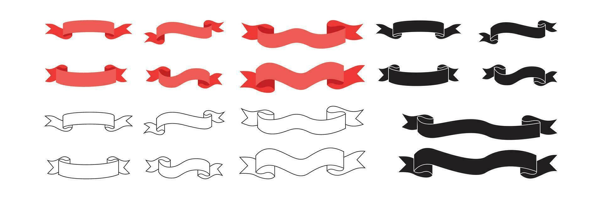blank ribbon and banner collection set isolated vector