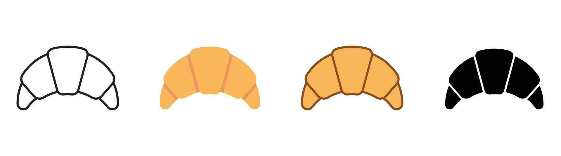 croissant icon silhouette black thick outline color bread icon logo food vector