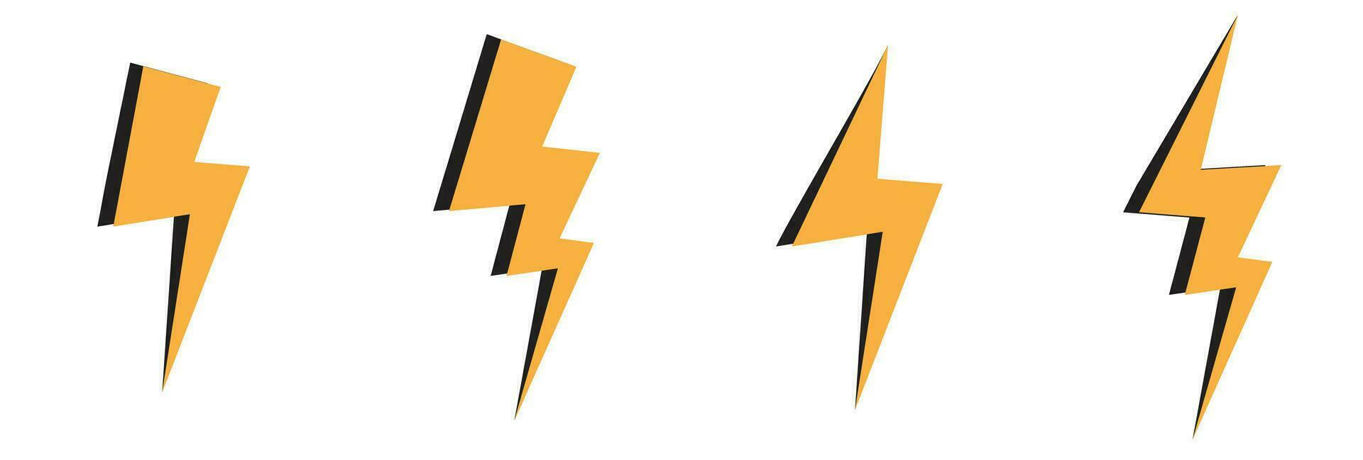 thunder icon cartoon yellow fast, power, and electricity icon vector