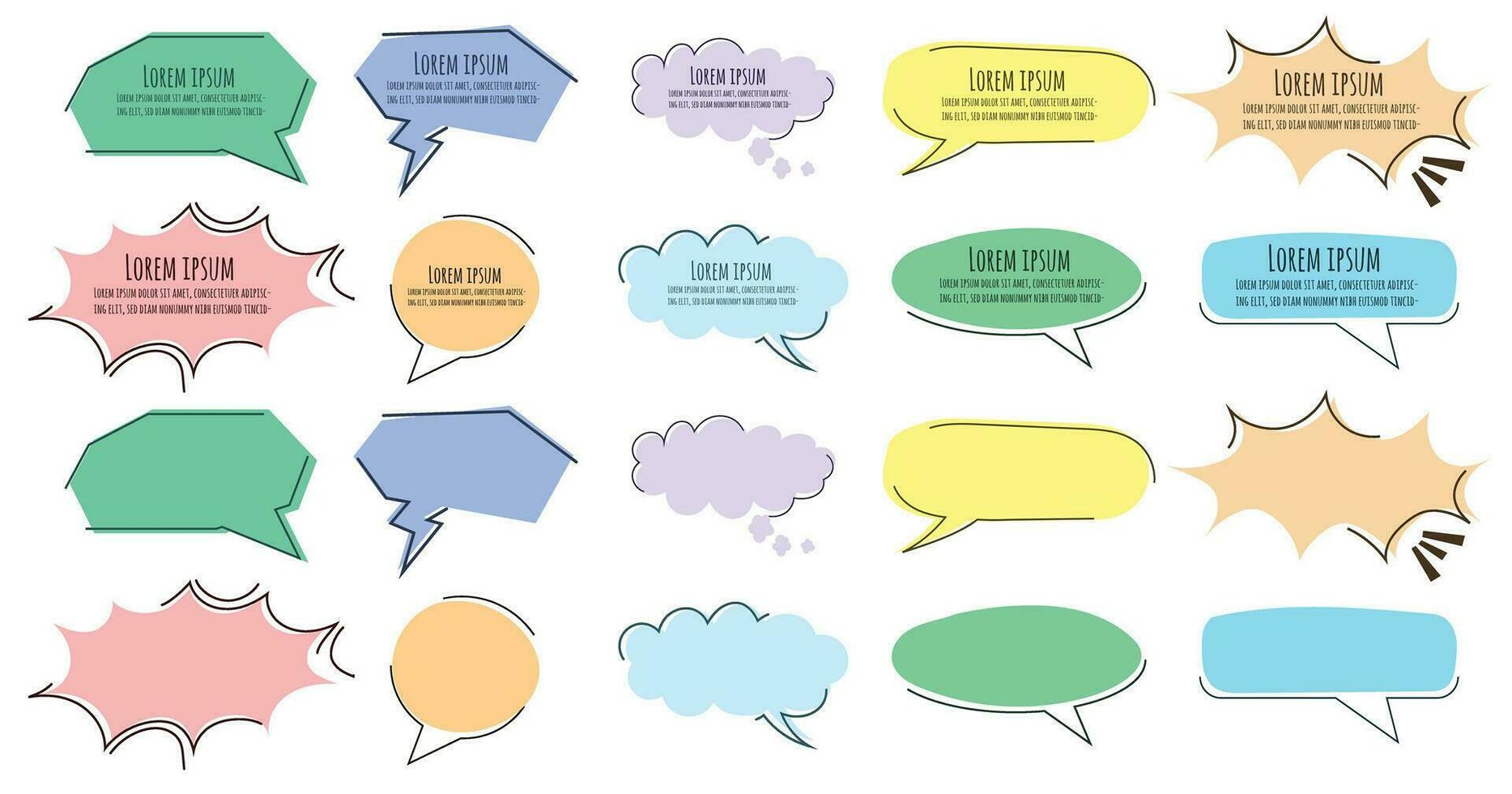 cute bubble chat hand drawn doodle for quotation box text saying and comment vector