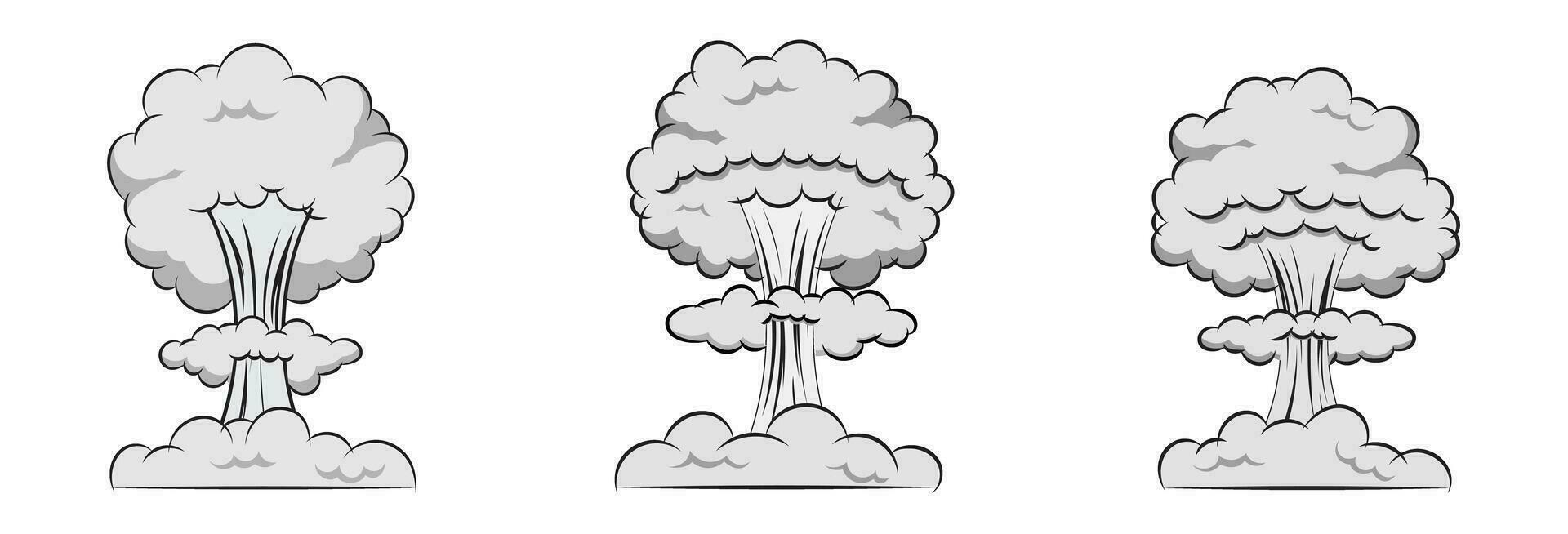 mushroom smoke nuclear bomb effect doodle cloud doodle vector