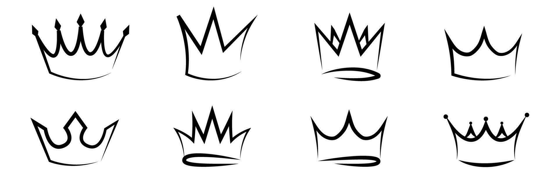 crown doodle hand drawing outline sketch vector