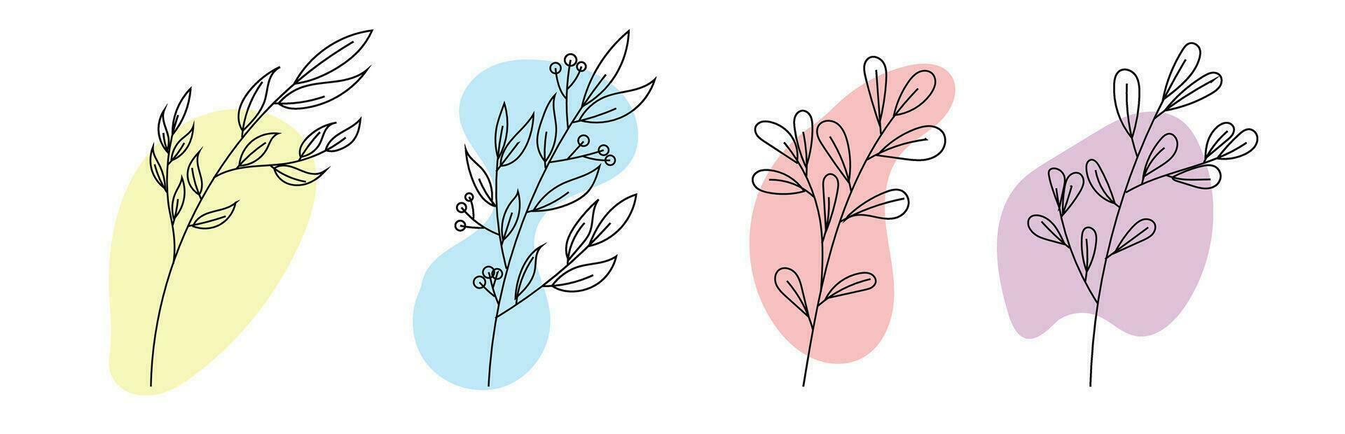 aesthetic minimalist style leaf line art vector