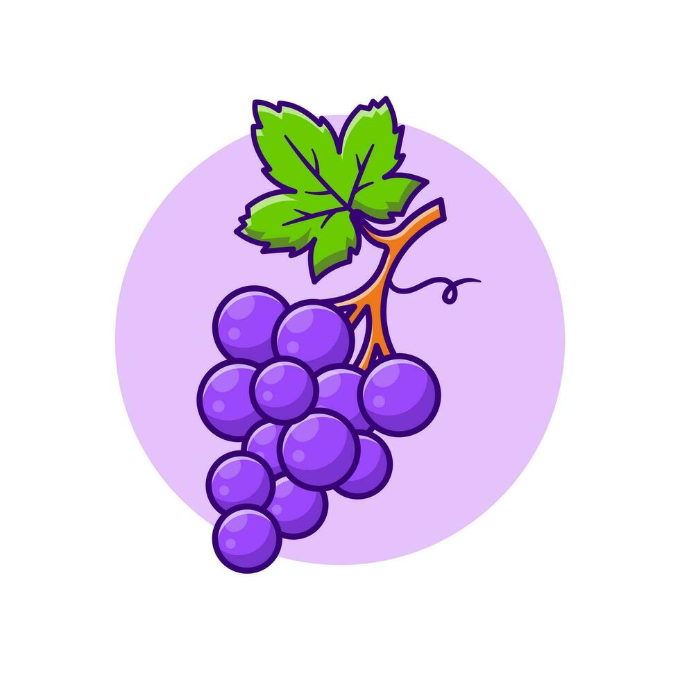 Grape Fruit Cartoon Vector Icon Illustration. Food Object Icon Concept Isolated Premium Vector. Flat Cartoon Style