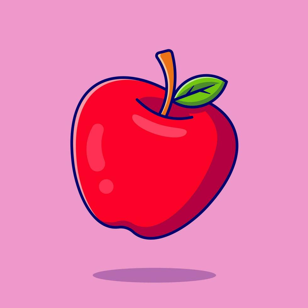 Apple Fruit Cartoon Vector Icon Illustration. Food Fruit Icon Concept Isolated Premium Vector. Flat Cartoon Style