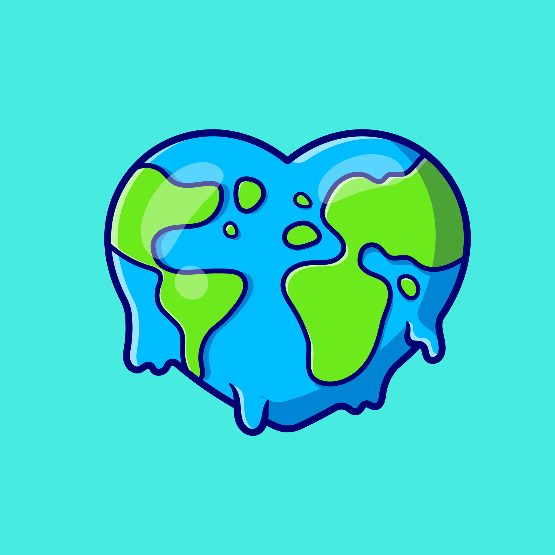 Terra amore. Love in Earth PNG. Melt cartoon.