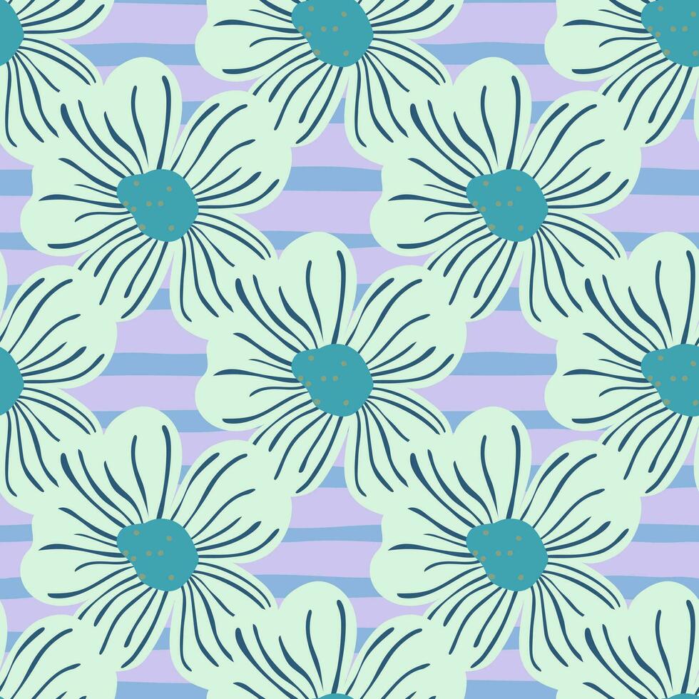 Big bud chamomile flower seamless pattern in simple style. Cute stylized flowers background. vector