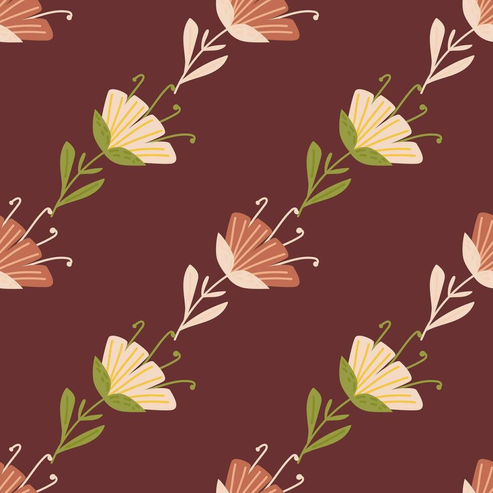 Contemporary flower seamless pattern. Cute stylized flowers wallpaper. Decorative naive botanical backdrop. vector