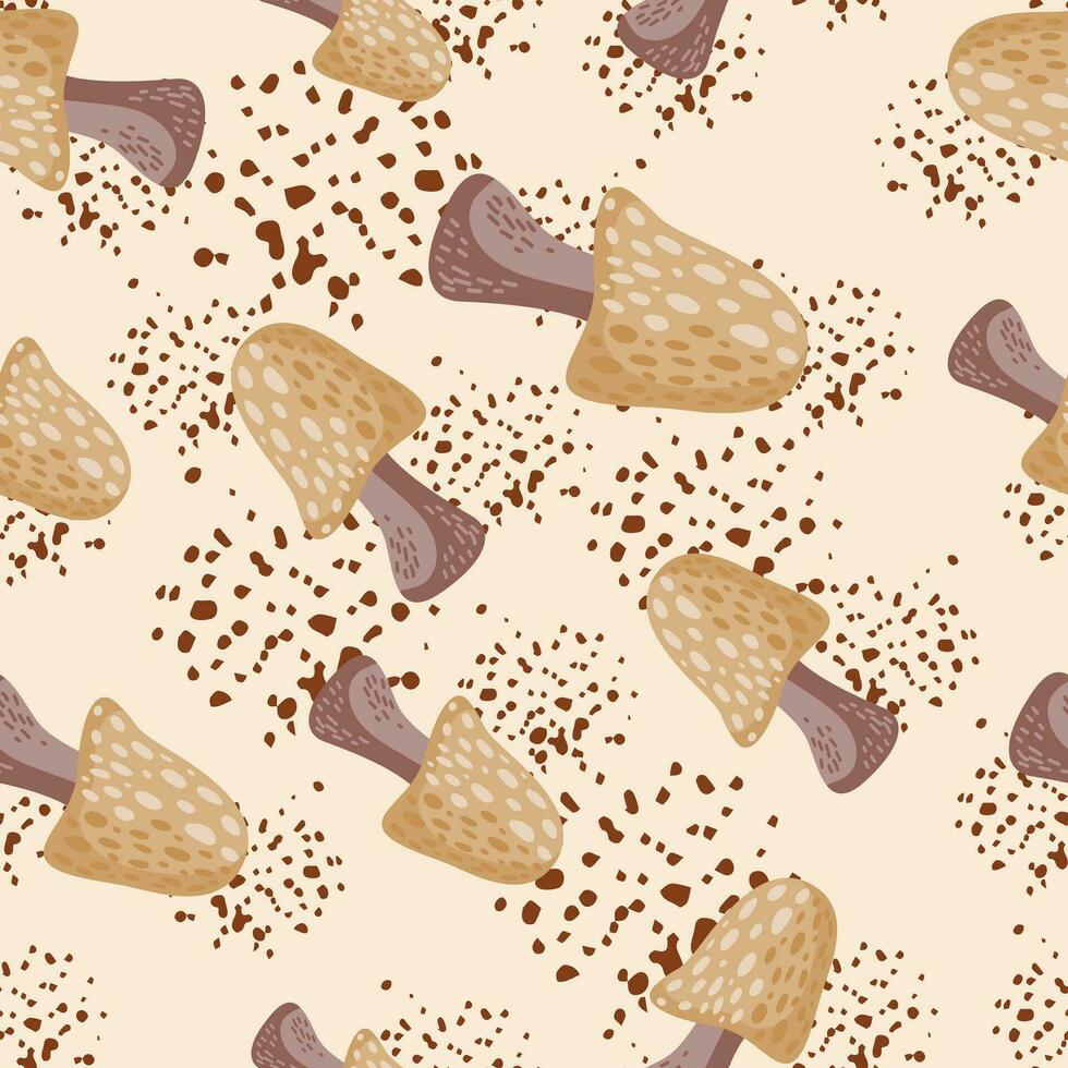 Magical fly agaric wallpaper. Seamless pattern with fairytail mushrooms. vector
