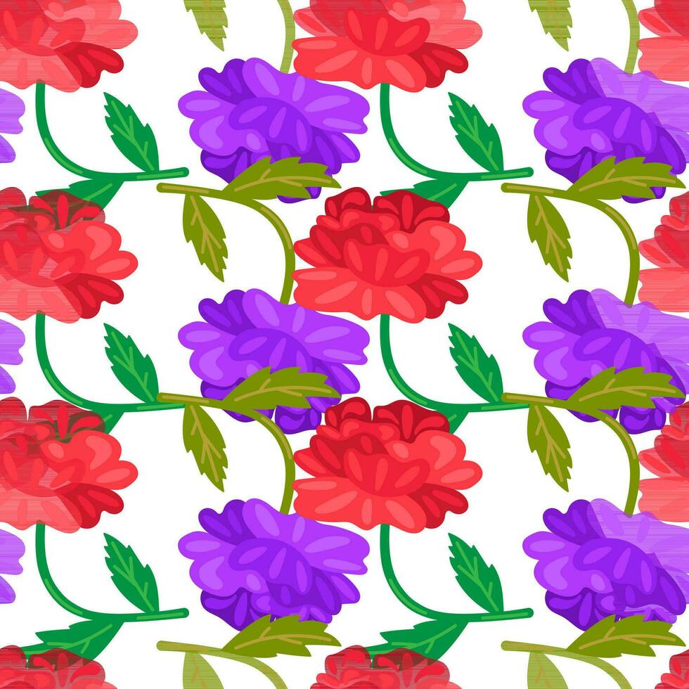 Cute retro flower seamless pattern. Hand drawn floral endless background. vector