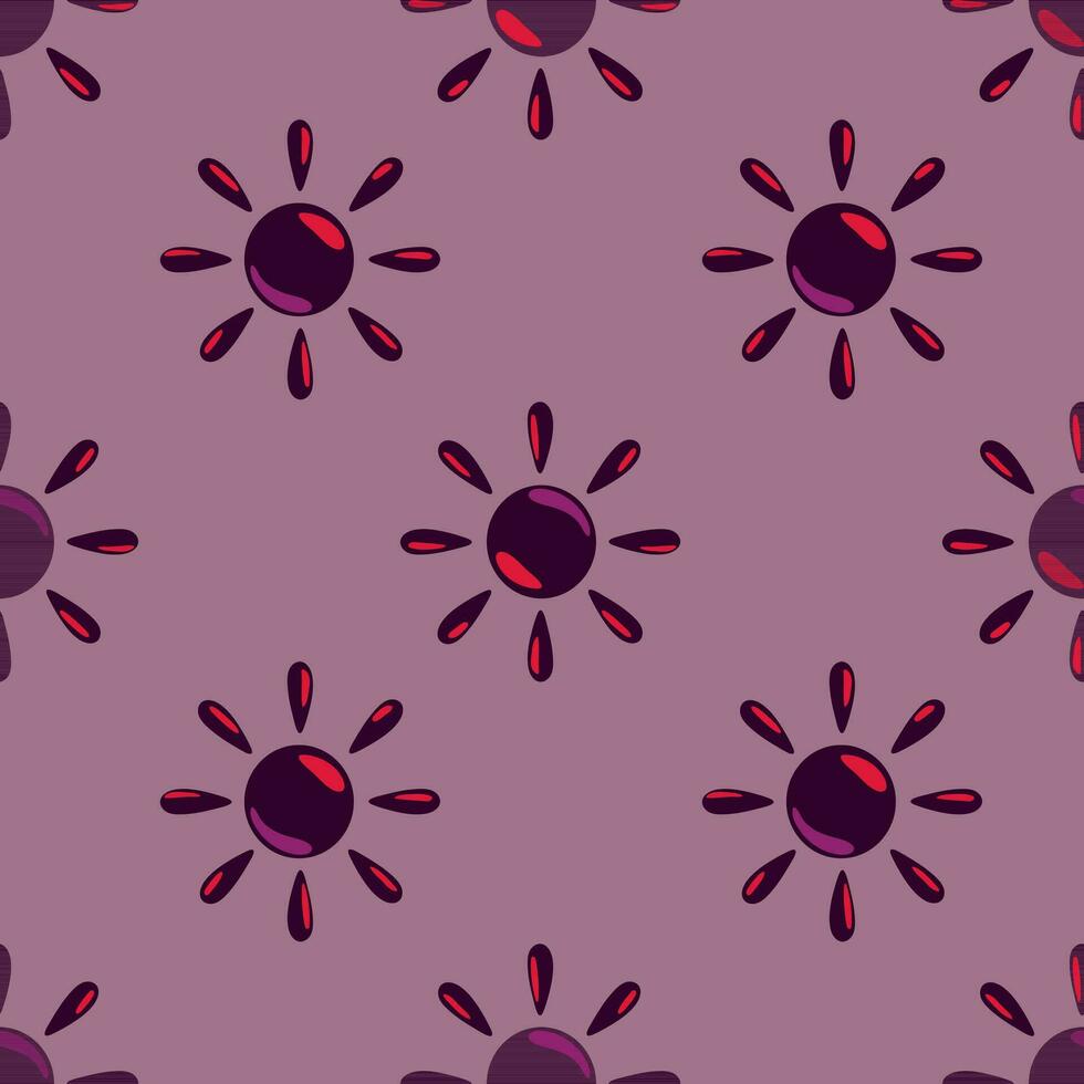 Sun seamless hand drawn pattern in doodle style. vector