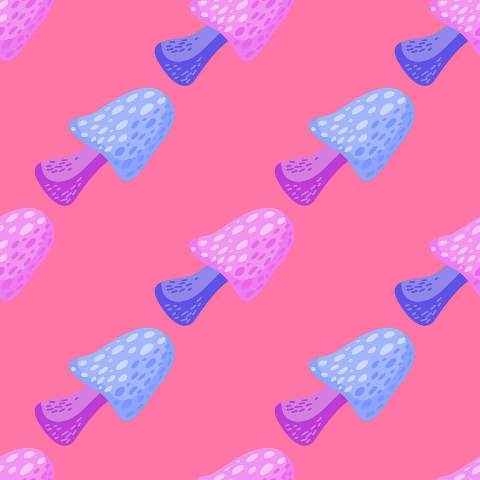Magical fly agaric wallpaper. Seamless pattern with fairytail mushrooms. vector