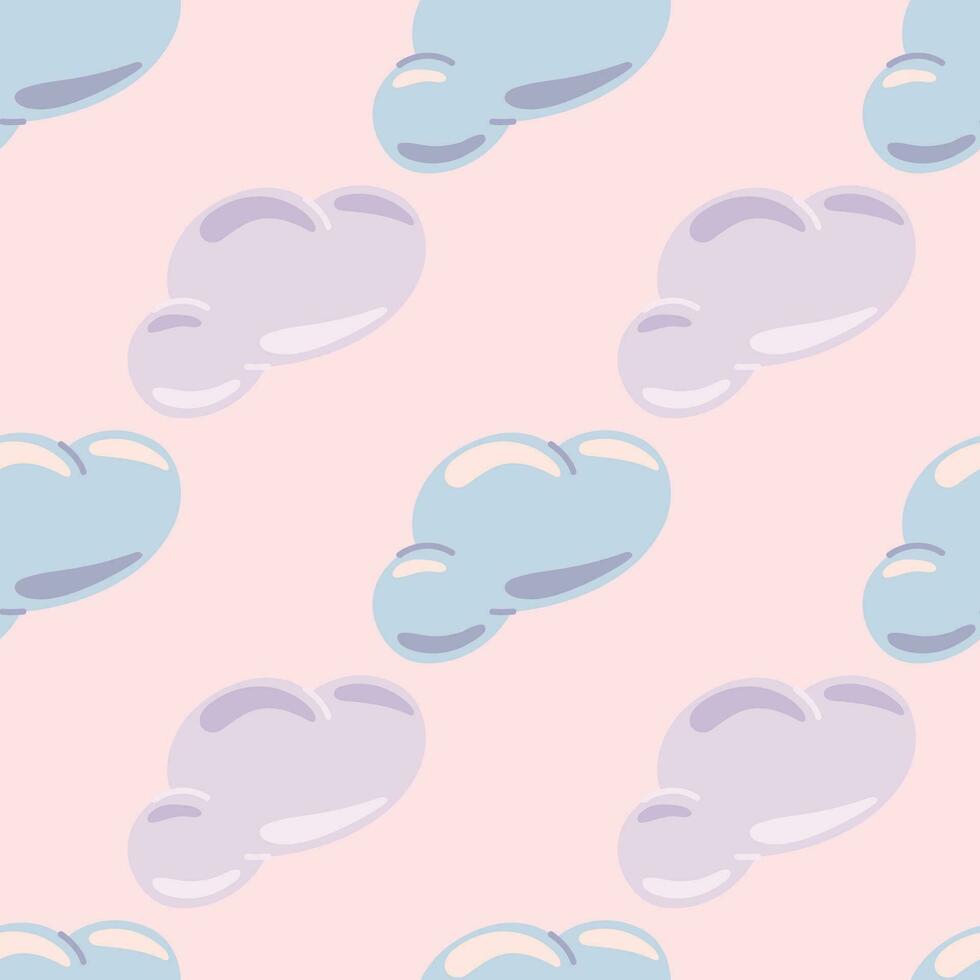 Simple clouds seamless pattern. Primitive art. vector