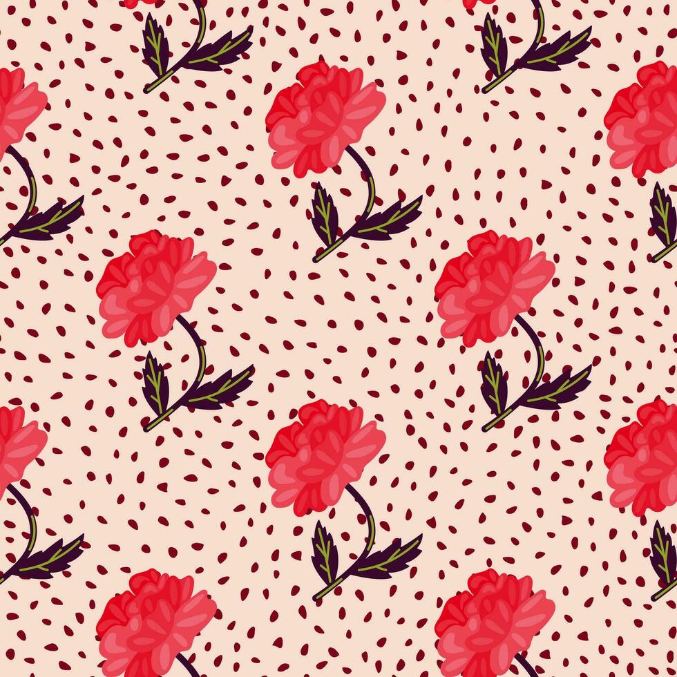 Cute retro flower seamless pattern. Hand drawn floral endless background. vector
